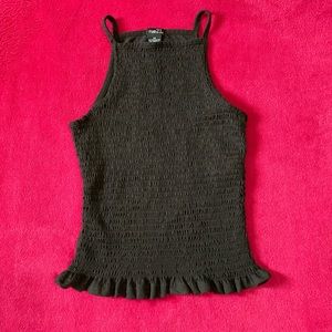 Black ruffled tank top